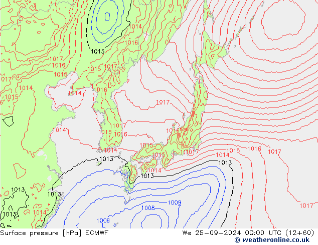 pressão do solo ECMWF Qua 25.09.2024 00 UTC