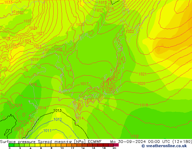 ciśnienie Spread ECMWF pon. 30.09.2024 00 UTC