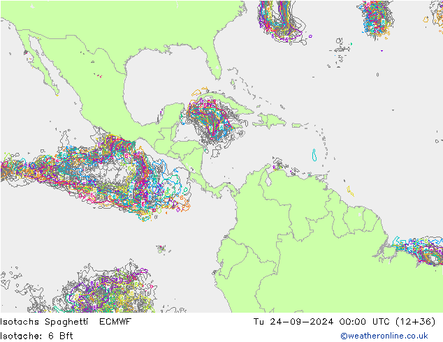 Isotachs Spaghetti ECMWF вт 24.09.2024 00 UTC