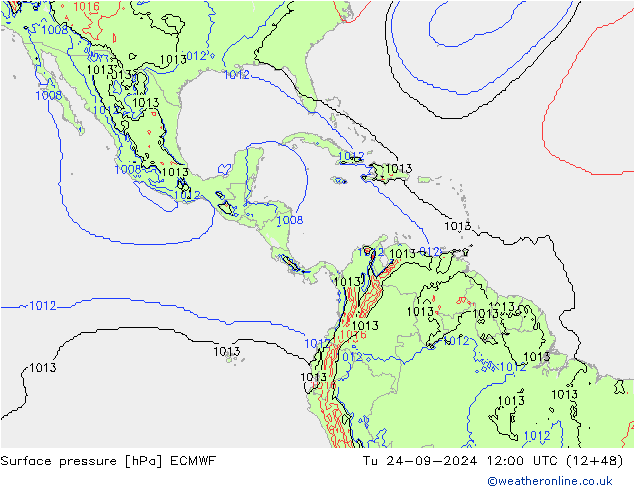 Surface pressure ECMWF Tu 24.09.2024 12 UTC