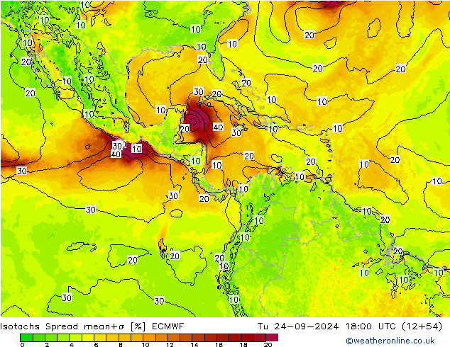 Isotachs Spread ECMWF вт 24.09.2024 18 UTC