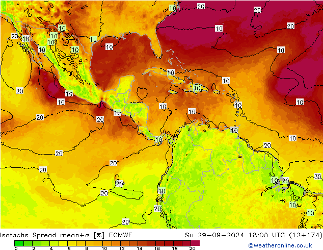 Isotachs Spread ECMWF Вс 29.09.2024 18 UTC