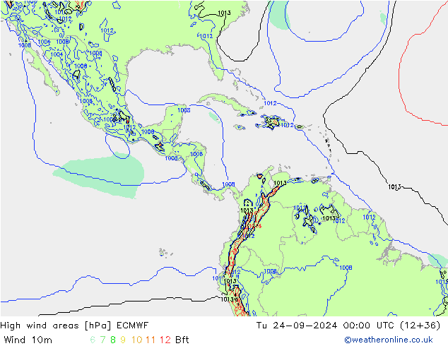 High wind areas ECMWF mar 24.09.2024 00 UTC