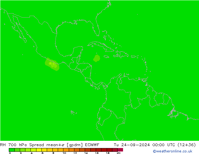 RH 700 гПа Spread ECMWF вт 24.09.2024 00 UTC