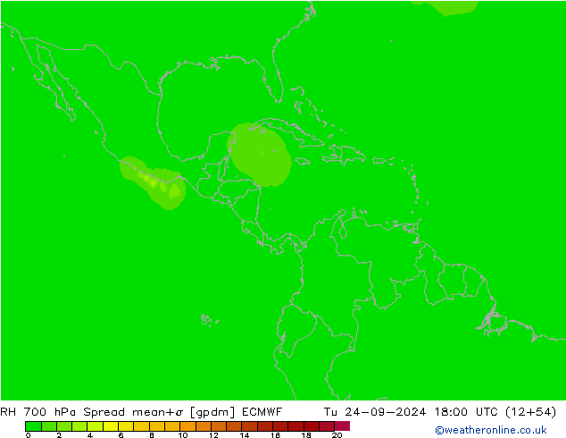 RH 700 hPa Spread ECMWF Tu 24.09.2024 18 UTC