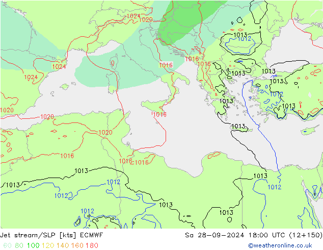 Jet stream/SLP ECMWF Sa 28.09.2024 18 UTC