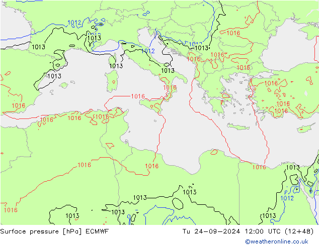 Presión superficial ECMWF mar 24.09.2024 12 UTC