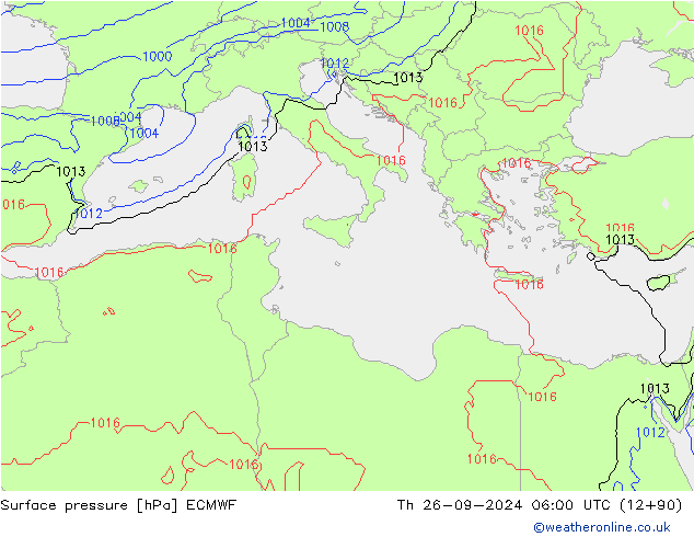 Presión superficial ECMWF jue 26.09.2024 06 UTC