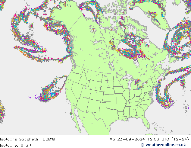 Isotachs Spaghetti ECMWF lun 23.09.2024 12 UTC