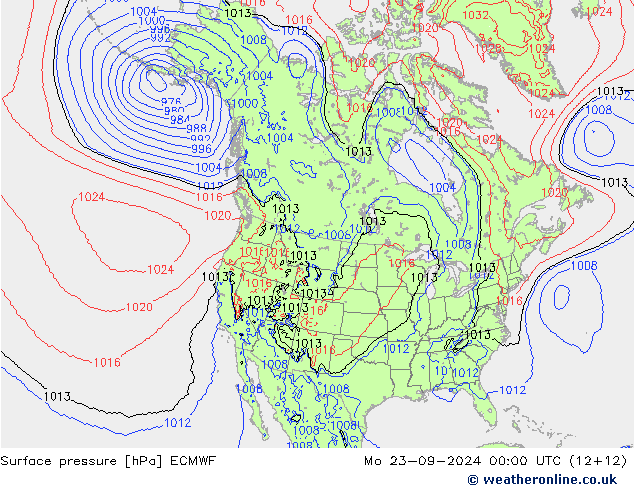 Surface pressure ECMWF Mo 23.09.2024 00 UTC