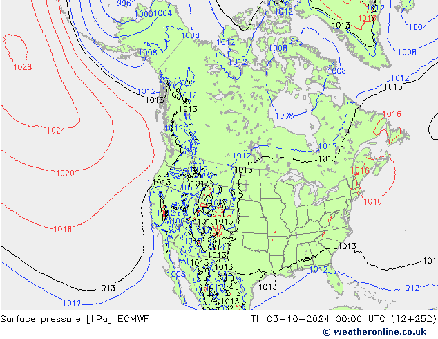 Yer basıncı ECMWF Per 03.10.2024 00 UTC