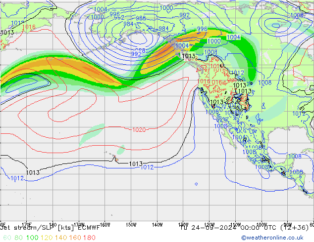 Straalstroom/SLP ECMWF di 24.09.2024 00 UTC