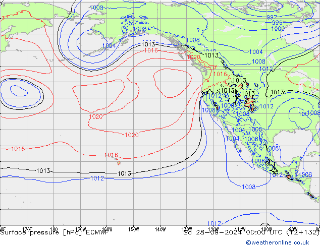 Luchtdruk (Grond) ECMWF za 28.09.2024 00 UTC