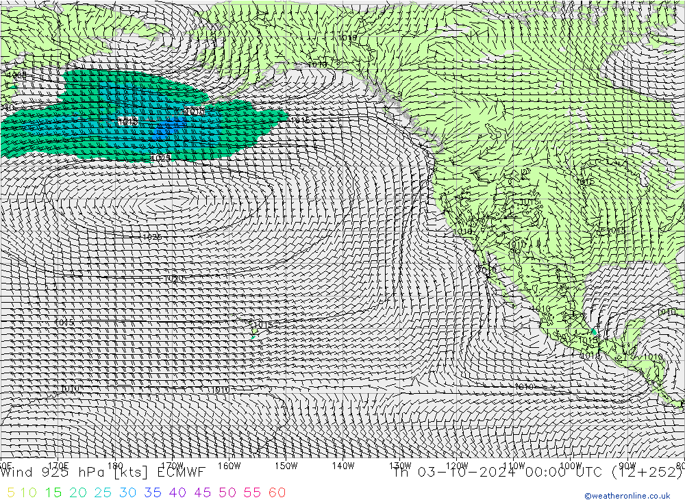 Vento 925 hPa ECMWF Qui 03.10.2024 00 UTC