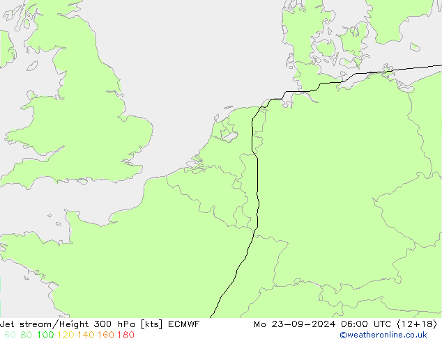 Jet stream/Height 300 hPa ECMWF Mo 23.09.2024 06 UTC