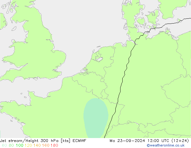 Jet stream/Height 300 hPa ECMWF Mo 23.09.2024 12 UTC