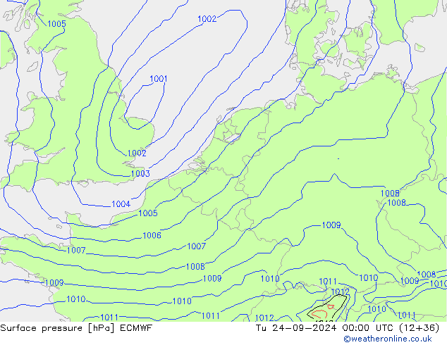 Presión superficial ECMWF mar 24.09.2024 00 UTC