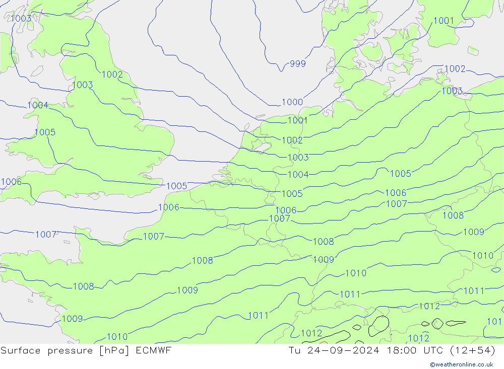 Bodendruck ECMWF Di 24.09.2024 18 UTC