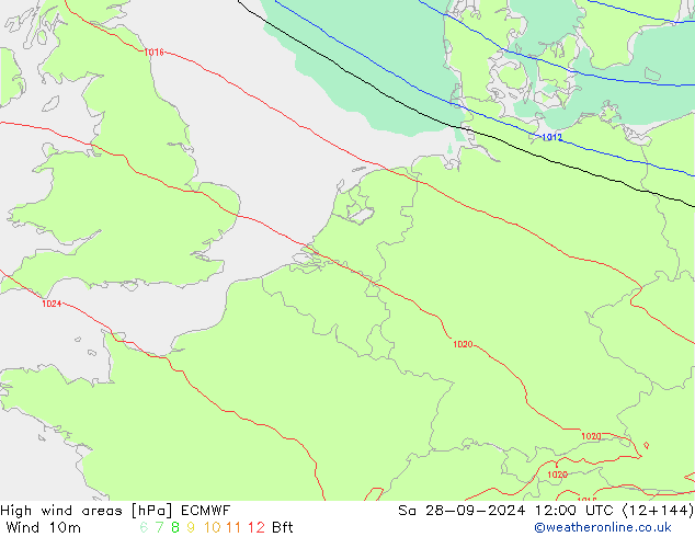 High wind areas ECMWF Sáb 28.09.2024 12 UTC