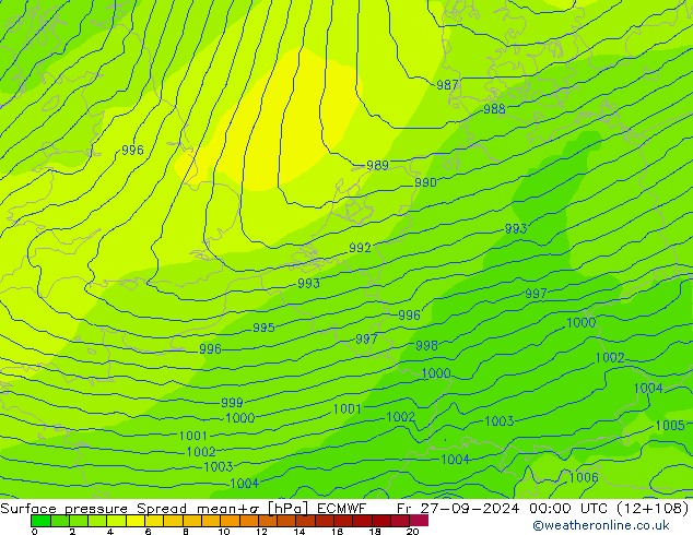 ciśnienie Spread ECMWF pt. 27.09.2024 00 UTC