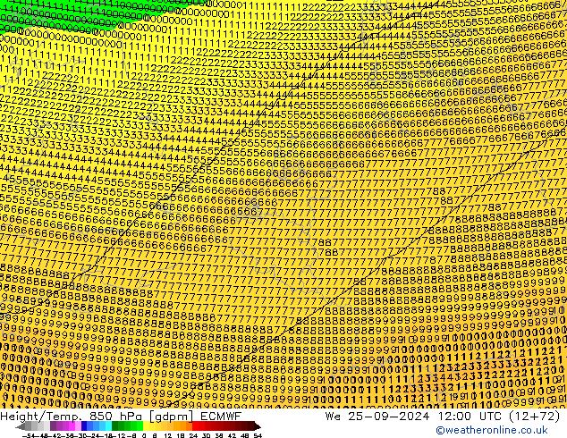 Yükseklik/Sıc. 850 hPa ECMWF Çar 25.09.2024 12 UTC