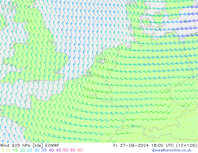 Wind 925 hPa ECMWF Fr 27.09.2024 18 UTC