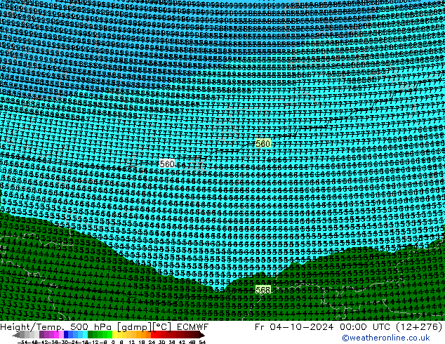 Height/Temp. 500 hPa ECMWF Fr 04.10.2024 00 UTC