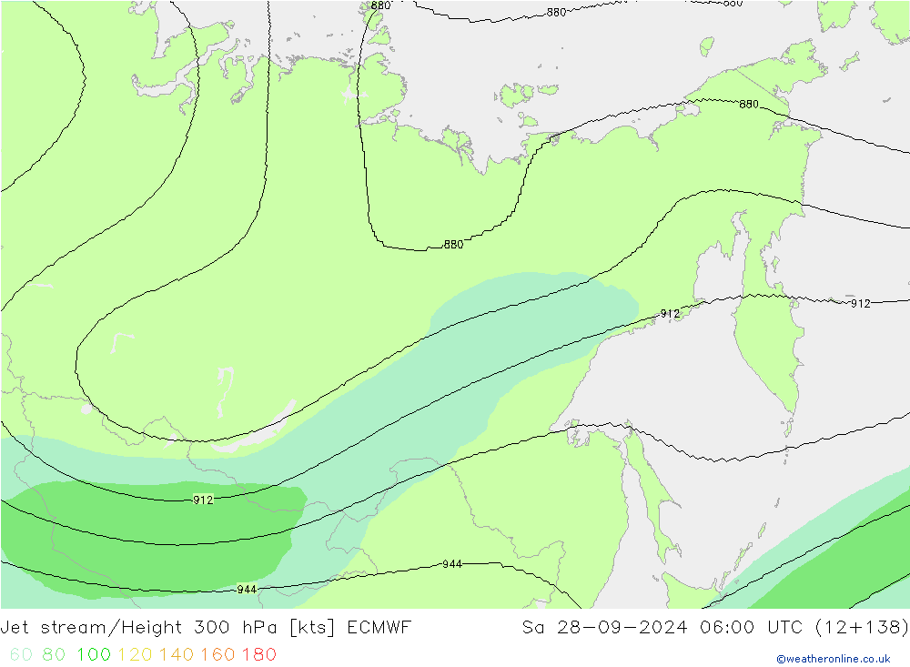 Prąd strumieniowy ECMWF so. 28.09.2024 06 UTC