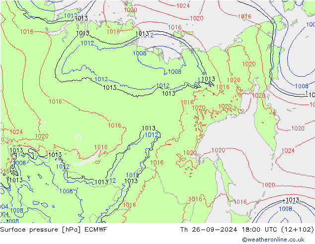 pressão do solo ECMWF Qui 26.09.2024 18 UTC