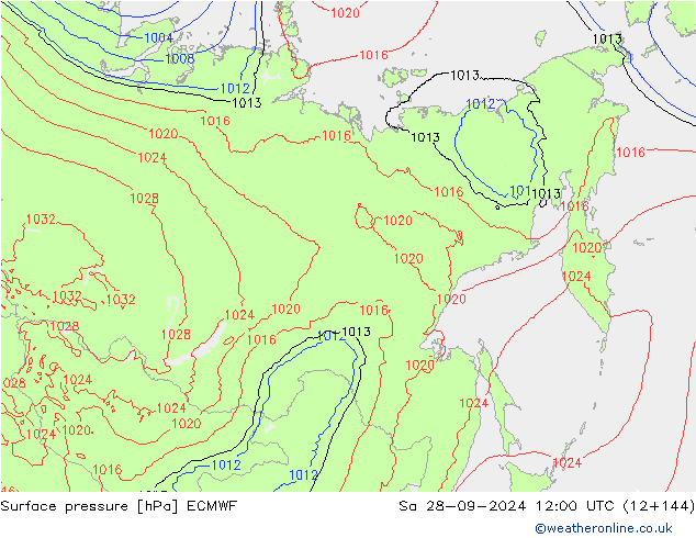 приземное давление ECMWF сб 28.09.2024 12 UTC