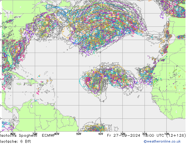 Isotaca Spaghetti ECMWF vie 27.09.2024 18 UTC