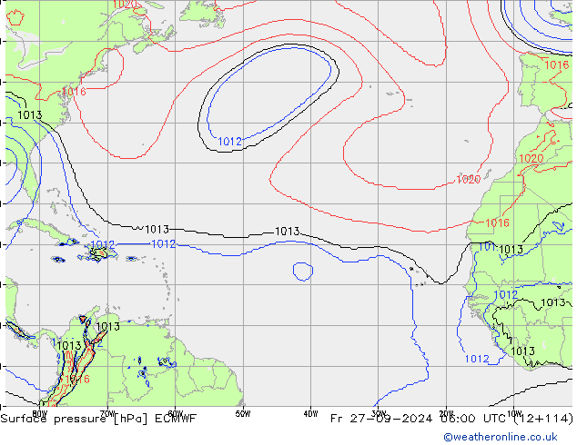 ciśnienie ECMWF pt. 27.09.2024 06 UTC