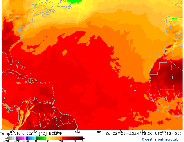 Temperatura (2m) ECMWF Dom 22.09.2024 18 UTC