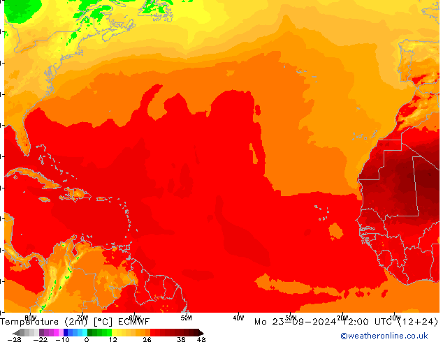 température (2m) ECMWF lun 23.09.2024 12 UTC