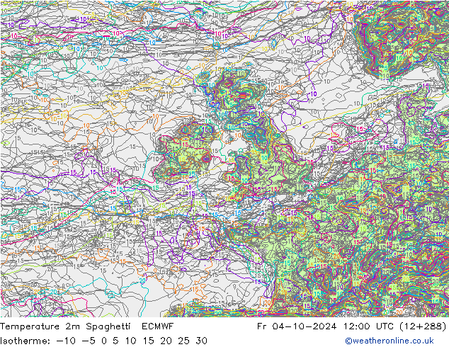 Sıcaklık Haritası 2m Spaghetti ECMWF Cu 04.10.2024 12 UTC