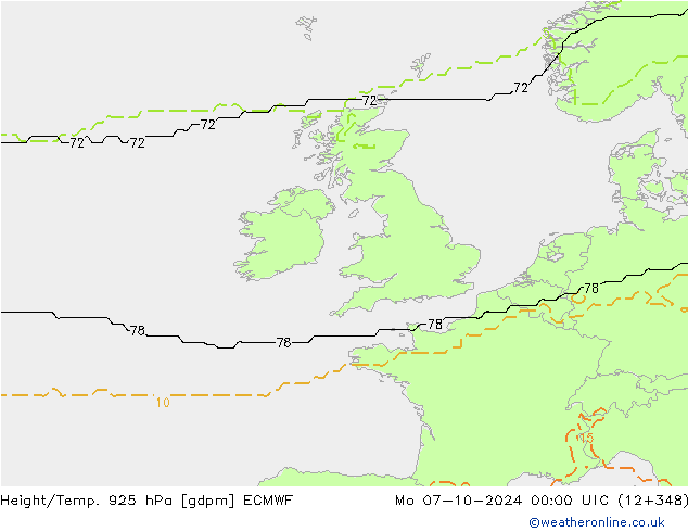 Hoogte/Temp. 925 hPa ECMWF ma 07.10.2024 00 UTC