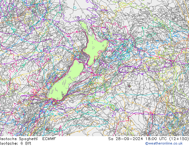 Eşrüzgar Hızları Spaghetti ECMWF Cts 28.09.2024 18 UTC