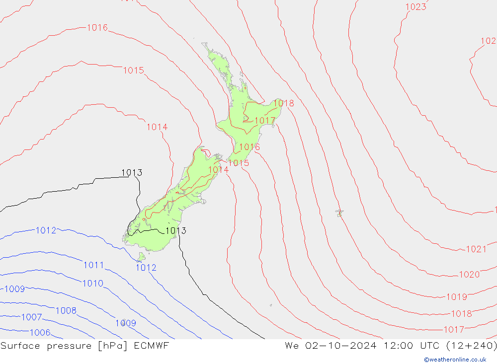 pression de l'air ECMWF mer 02.10.2024 12 UTC