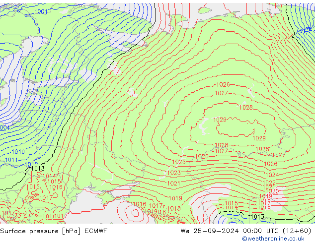 Bodendruck ECMWF Mi 25.09.2024 00 UTC