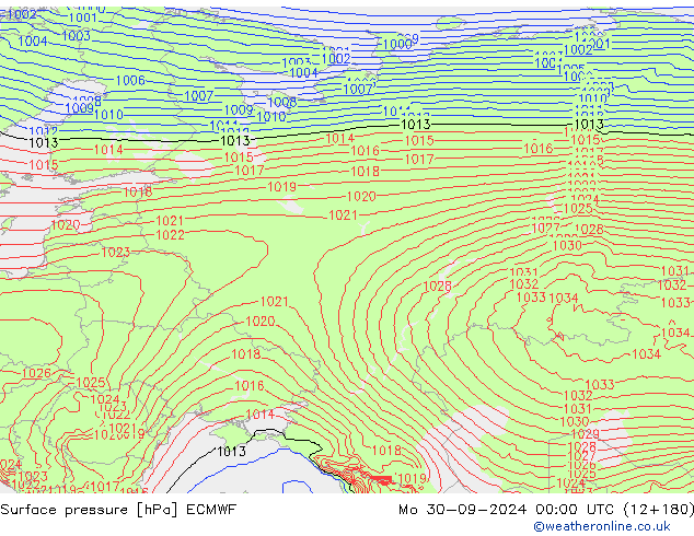 Luchtdruk (Grond) ECMWF ma 30.09.2024 00 UTC