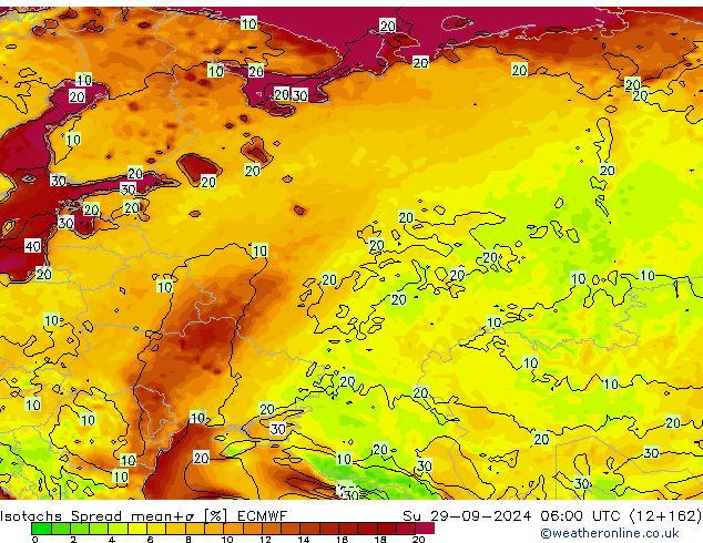 Isotachs Spread ECMWF Ne 29.09.2024 06 UTC