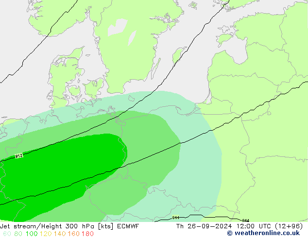 Jet stream ECMWF Qui 26.09.2024 12 UTC