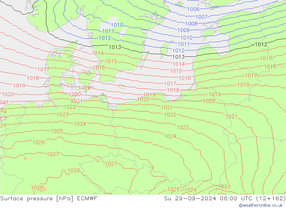 Surface pressure ECMWF Su 29.09.2024 06 UTC