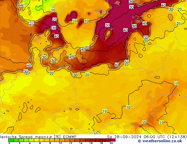 Isotachs Spread ECMWF Sa 28.09.2024 06 UTC