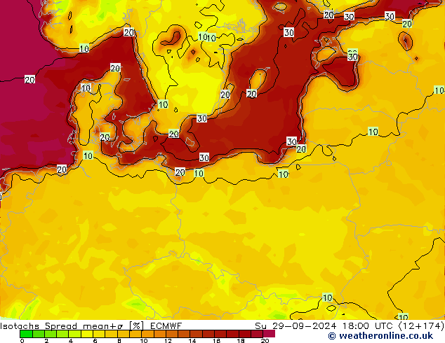 Isotachs Spread ECMWF Su 29.09.2024 18 UTC