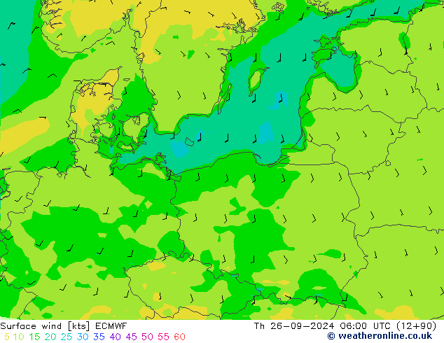 Surface wind ECMWF Th 26.09.2024 06 UTC