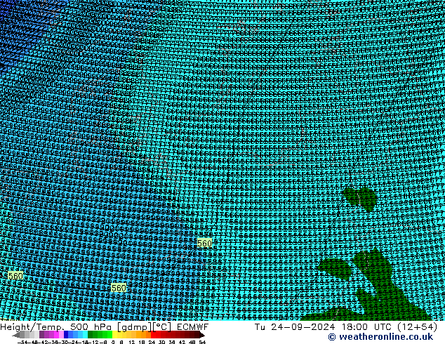 Height/Temp. 500 hPa ECMWF Tu 24.09.2024 18 UTC