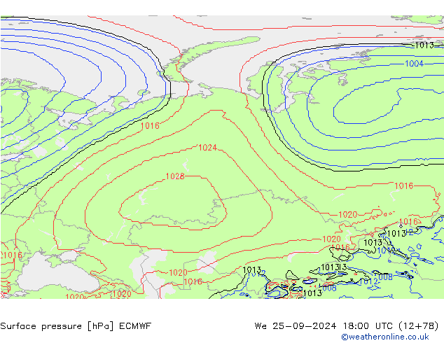 приземное давление ECMWF ср 25.09.2024 18 UTC