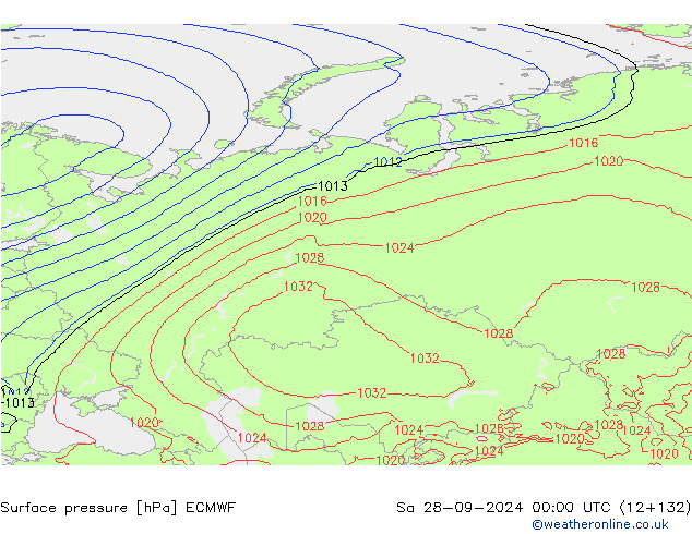 Surface pressure ECMWF Sa 28.09.2024 00 UTC