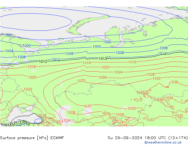 Surface pressure ECMWF Su 29.09.2024 18 UTC